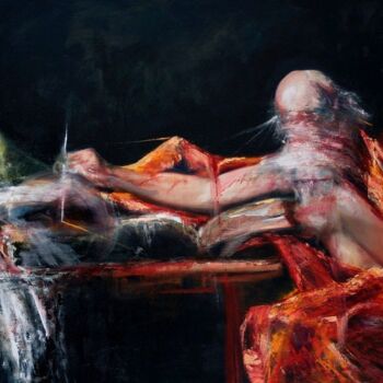 Painting titled "Saint Jerome Writin…" by Pepijn Simon, Original Artwork, Oil