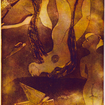 Gravures & estampes intitulée "The Fall Of Oyoy" par Percy Martin, Œuvre d'art originale, Eau-forte