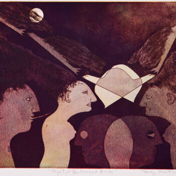 Druckgrafik mit dem Titel "Flight of the Secre…" von Percy Martin, Original-Kunstwerk, Radierung
