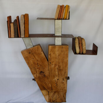 Escultura intitulada "librairie, estanter…" por Pere Marti, Obras de arte originais, Madeira