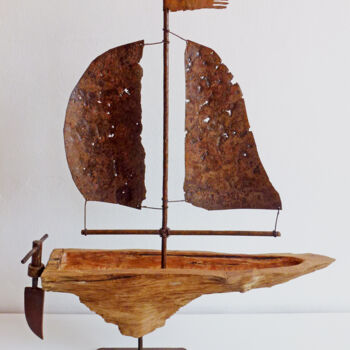 Sculpture titled "Velero voilier 2" by Pere Marti, Original Artwork, Metals