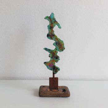 Sculpture titled "Fleuve de couleurs" by Pere Marti, Original Artwork, Metals