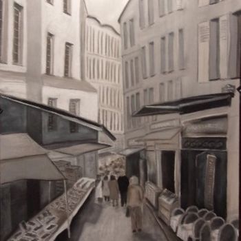 Tekening getiteld "Rue commerçante de…" door Anthony Perez, Origineel Kunstwerk, Pastel