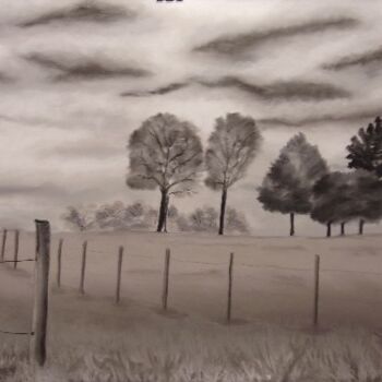 Drawing titled "Nature rurale" by Anthony Perez, Original Artwork, Pastel