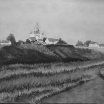 Tekening getiteld "Noirmoutier depuis…" door Anthony Perez, Origineel Kunstwerk, Pastel