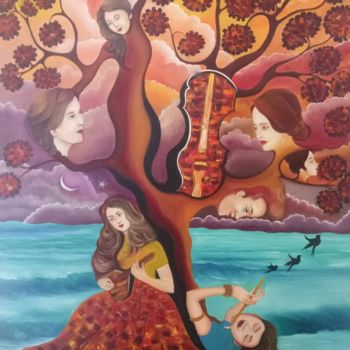 Painting titled "cIRclE oF hAppINEss" by Chirag Shah, Original Artwork, Oil