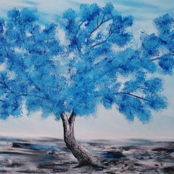 Painting titled "Oil painting blue t…" by Artstage, Original Artwork, Acrylic