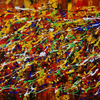 Pintura titulada "Abstract,red,yellow…" por Artstage, Obra de arte original, Acrílico