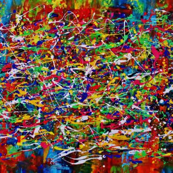 Painting titled "Abstract,red,yellow…" by Artstage, Original Artwork, Acrylic