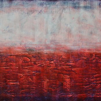 Malerei mit dem Titel "Anstract white, red…" von Artstage, Original-Kunstwerk, Öl