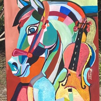 Painting titled "Violin Horse" by Perfectstrokes, Original Artwork, Oil