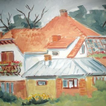 Painting titled "Villa in Plopeni" by Perianu Corina-Preda, Original Artwork