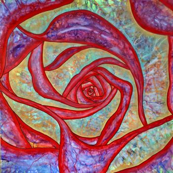 Картина под названием "rose whirl" - Periferal Visionz, Подлинное произведение искусства, Акрил Установлен на Деревянная рам…