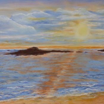 Pintura intitulada "couche-de-soleil.jpg" por Christian Battini, Obras de arte originais, Pastel