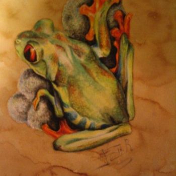 Peinture intitulée "frog1" par Dora, Œuvre d'art originale