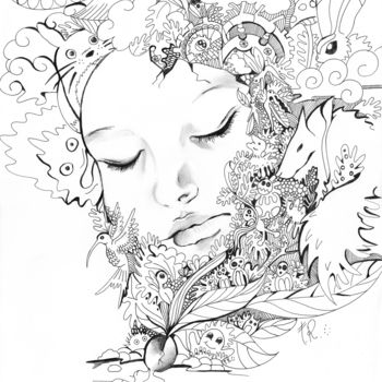 Drawing titled "permission-to-dream…" by Dora, Original Artwork, Ink