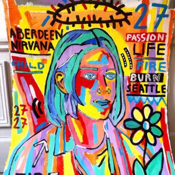 Malarstwo zatytułowany „Kurt Cobain” autorstwa Pernette, Oryginalna praca, Akryl