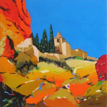 Painting titled "Moustiers Ste Marie…" by René Perny, Original Artwork, Oil