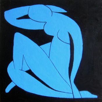 Painting titled "Nu bleu" by René Perny, Original Artwork, Oil
