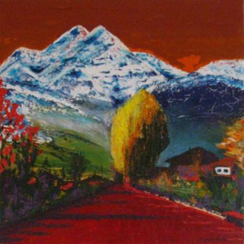 Painting titled "Le Mont Blanc .. ro…" by René Perny, Original Artwork, Oil