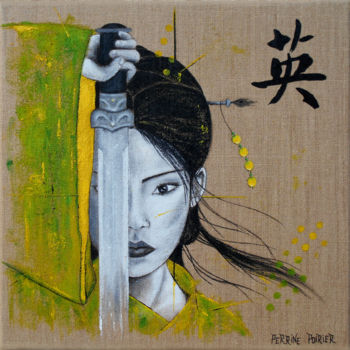 Painting titled "Japanese Woman 02" by Perrine Poirier, Original Artwork, Acrylic