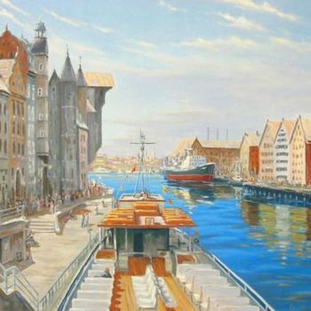 Painting titled "Port city" by Peter Perun, Original Artwork