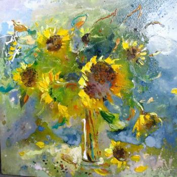 Painting titled "Solnce-cvety" by Vasiliy Peshkun, Original Artwork