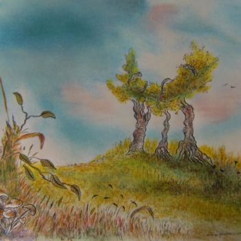 Drawing titled "Bäume" by Nikolai Pestow, Original Artwork