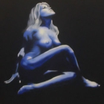 Malerei mit dem Titel "Blue Look" von Davo, Original-Kunstwerk, Öl