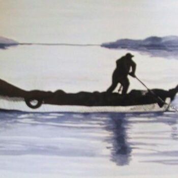 Zeichnungen mit dem Titel "Fishing boat" von Davo, Original-Kunstwerk