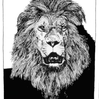 Drawing titled "Lion's head" by Davo, Original Artwork