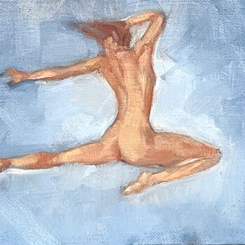 Картина под названием "Flying Girl" - Peter Babakitis, Подлинное произведение искусства, Масло