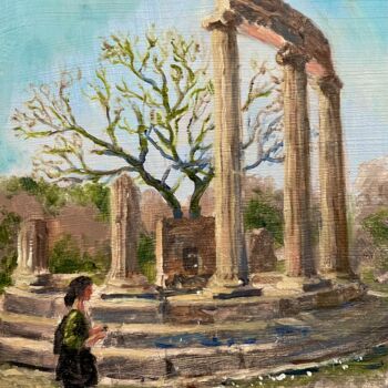 Painting titled "Girl at Olympia, Gr…" by Peter Babakitis, Original Artwork, Oil