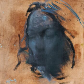 Peinture intitulée "Gray portrait" par Peter Balog, Œuvre d'art originale, Huile Monté sur Châssis en bois