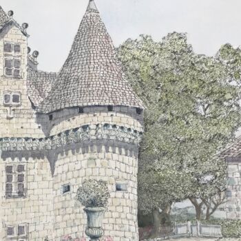 Painting titled "Chateau de Montbazi…" by Peter Blake, Original Artwork, Watercolor
