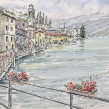 Malerei mit dem Titel "Riva Di Solto" von Peter Blake, Original-Kunstwerk, Aquarell