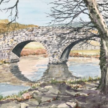 Pintura intitulada "Dartmoor riverside" por Peter Blake, Obras de arte originais, Aquarela