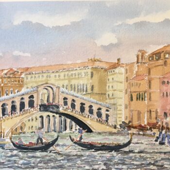 Painting titled "Rialto bridge, Veni…" by Peter Blake, Original Artwork, Watercolor