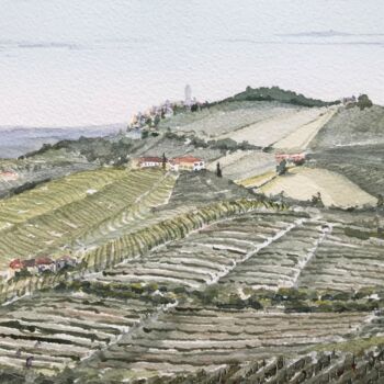 Painting titled "Italian vineyards" by Peter Blake, Original Artwork, Watercolor