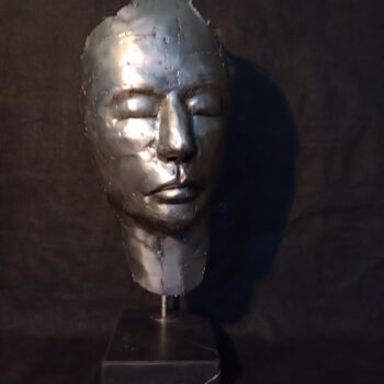 Sculpture titled "Lines to face" by Peter Bly, Original Artwork, Metals
