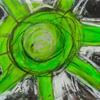 Painting titled "Green Star" by Peter Ceccon, Original Artwork, Acrylic