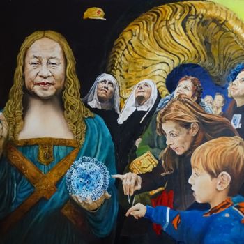 Painting titled "Salvator Mundi" by Peter Da Forma, Original Artwork, Oil