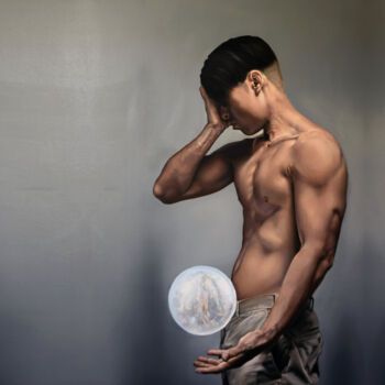 Картина под названием "A dilemma" - Peter Duhaj, Подлинное произведение искусства, Масло
