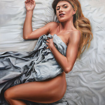 Painting titled "Morning" by Peter Duhaj, Original Artwork, Oil Mounted on Wood Stretcher frame