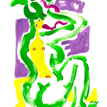 Painting titled "Call me Green Bunny…" by Peter Dzogaba, Original Artwork, Acrylic