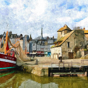 Ζωγραφική με τίτλο "Honfleur, Calvados,…" από Peter Ford, Αυθεντικά έργα τέχνης, Λάδι