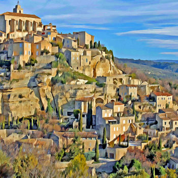 Painting titled "Gordes, Vaucluse, P…" by Peter Ford, Original Artwork, Oil