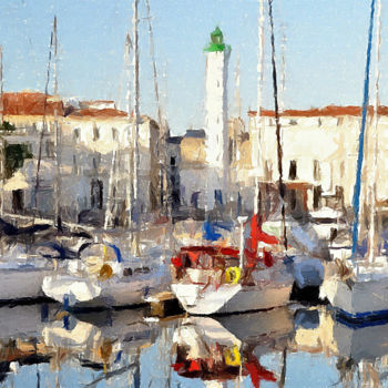 Schilderij getiteld "La Rochelle, Quai V…" door Peter Ford, Origineel Kunstwerk, Olie