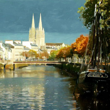 Painting titled "Quimper, Finistère,…" by Peter Ford, Original Artwork, Oil