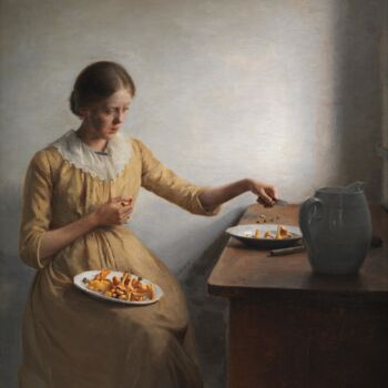 Painting titled "Une jeune fille pré…" by Peter Ilsted, Original Artwork, Oil